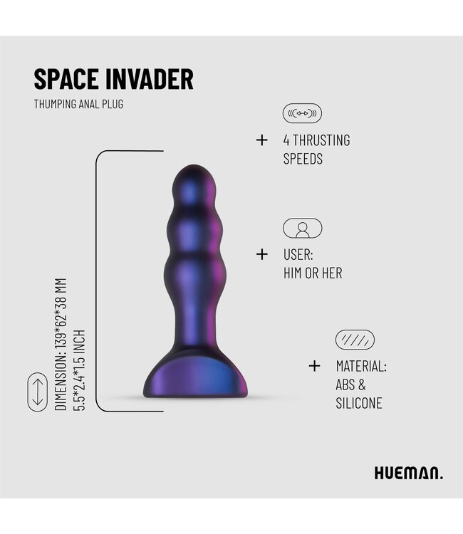 Hueman Hueman - Space Invader Vibrerende en Stotende Buttplug