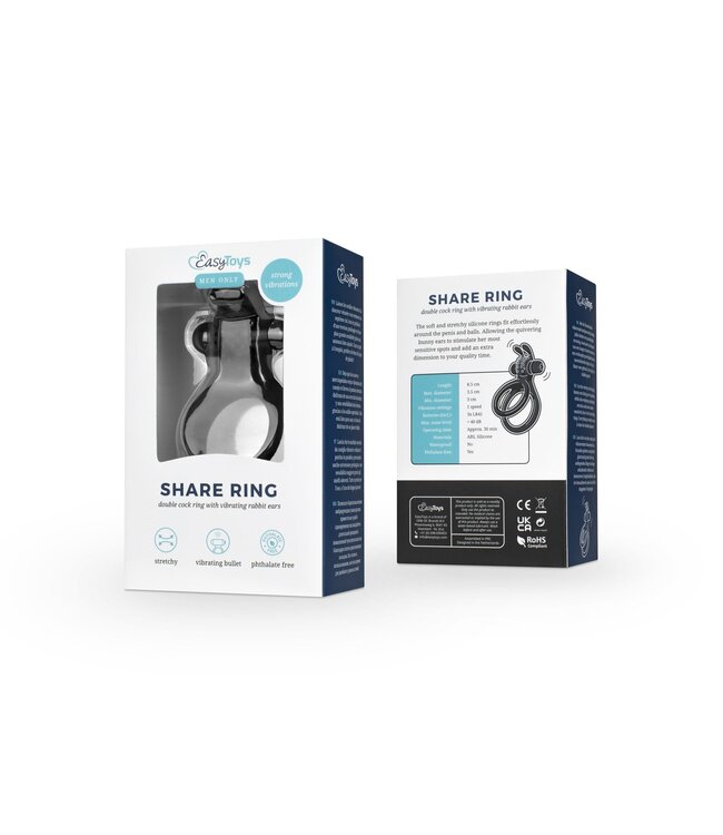 Easytoys Men Only Share Ring - Dubbele Vibrerende Cockring Met Rabbit Oortjes