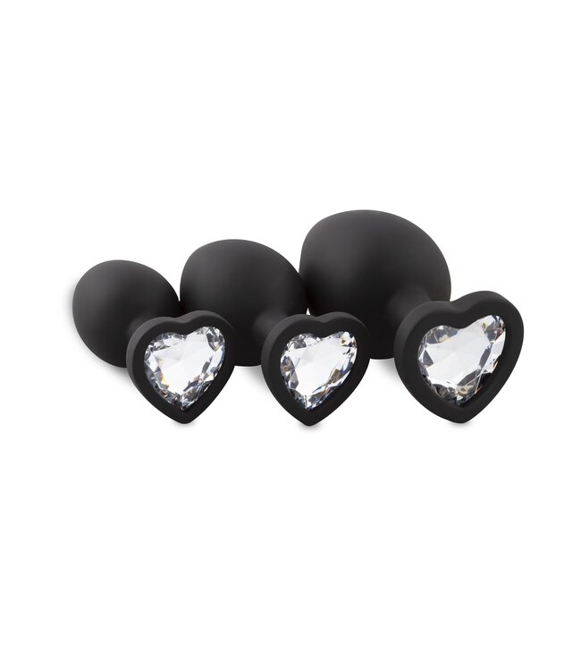 Easytoys Anal Collection Siliconen Buttplug Set Met Diamantjes - Hart