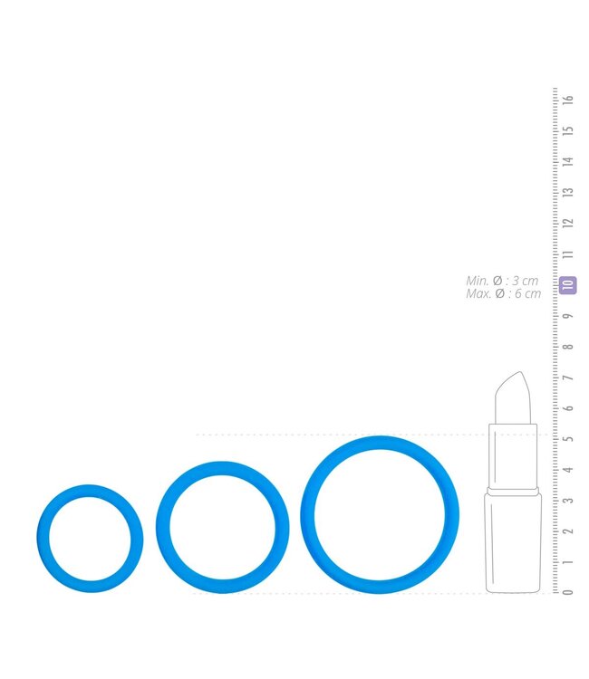 Easytoys Men Only Cockring set - drie maten - blauw