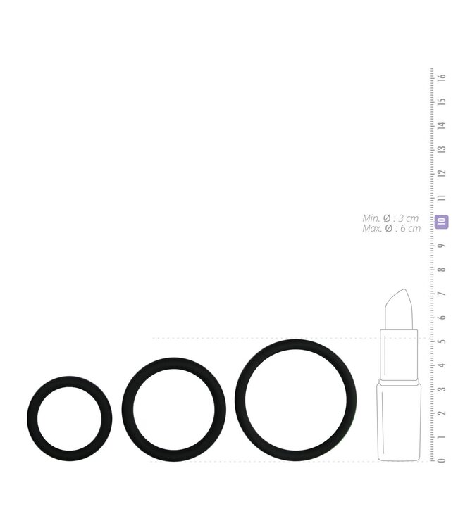 Easytoys Men Only Cockring set - drie maten - zwart