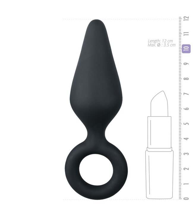 Easytoys Anal Collection Zwarte buttplug met trekring - medium