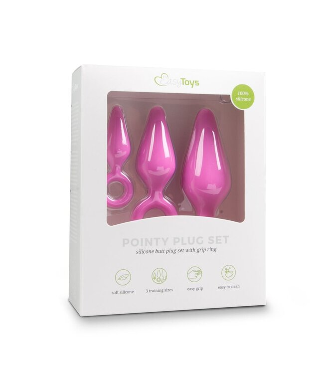 Easytoys Anal Collection Roze buttplugs met trekring - setje