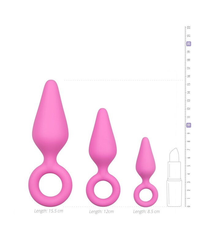 Easytoys Anal Collection Roze buttplugs met trekring - setje