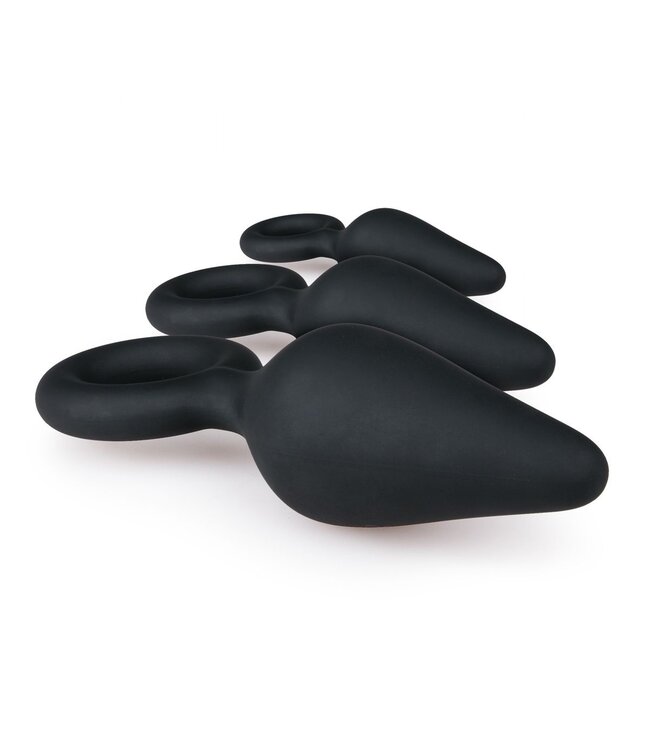 Easytoys Anal Collection Zwarte buttplugs met trekring - setje