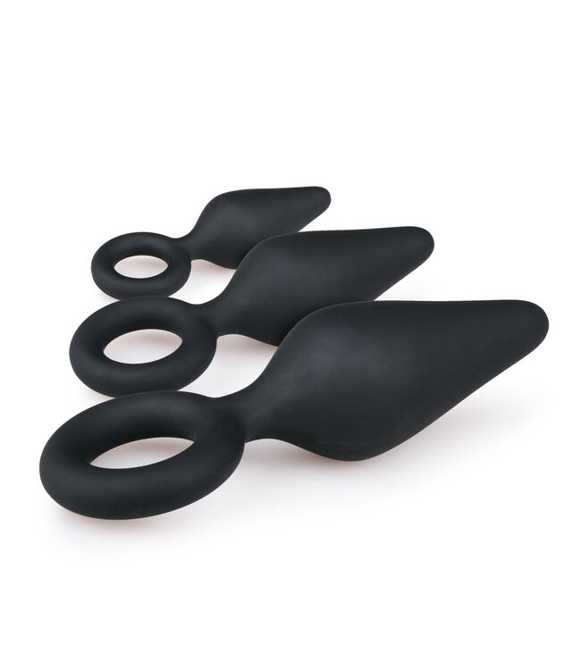 Easytoys Anal Collection Zwarte buttplugs met trekring - setje