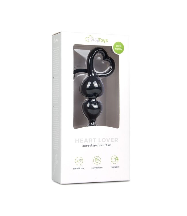 Easytoys Anal Collection Zwarte anaal kralen met hartvormige greep