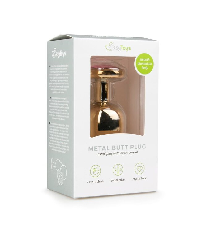Easytoys Anal Collection Metalen buttplug met roze hartje - goudkleurig