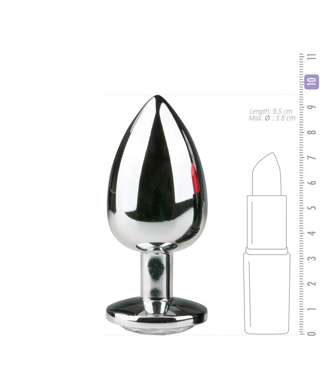 Easytoys Anal Collection Zilverkleurige metalen buttplug met transparant kristal