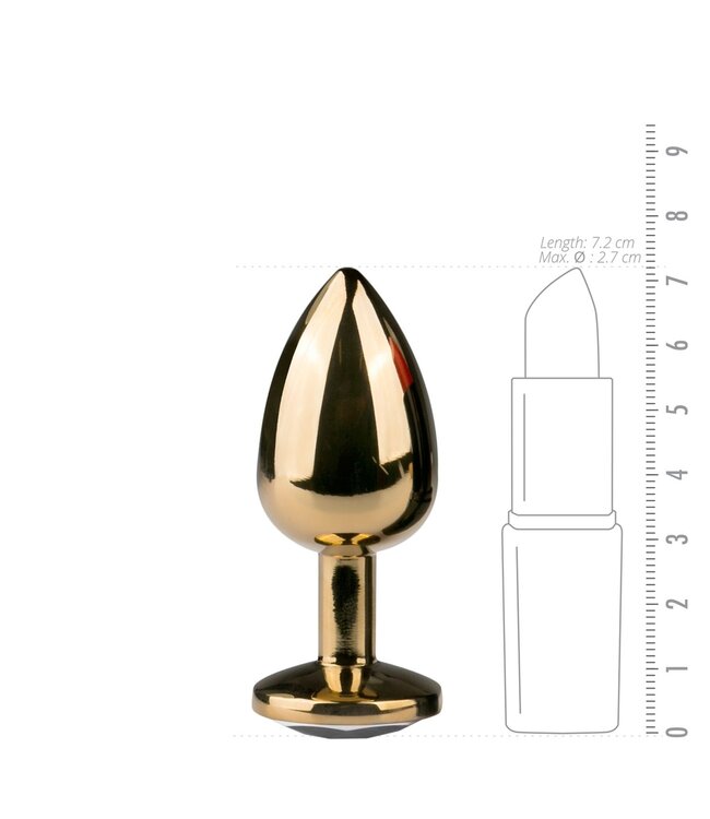 Easytoys Anal Collection Goudkleurige metalen buttplug met transparante steen