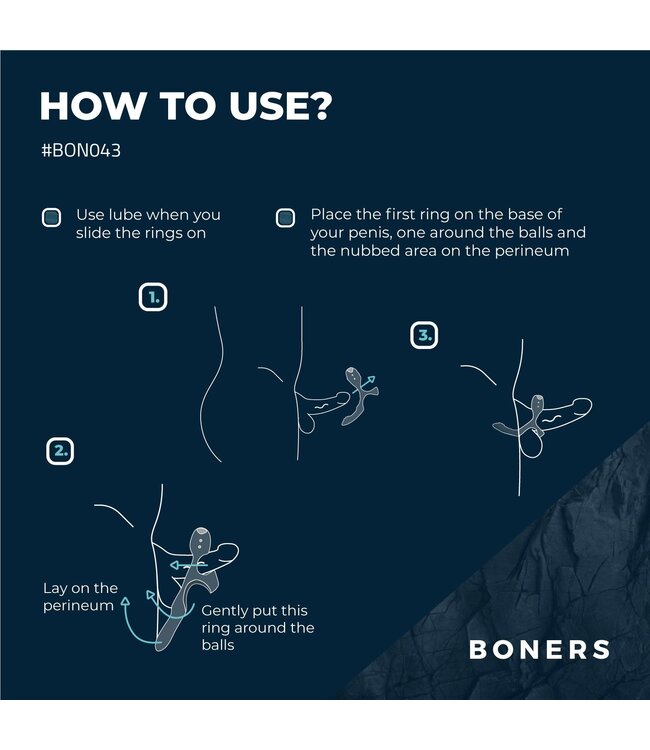 Boners Boners Triple Cockring - Blauw