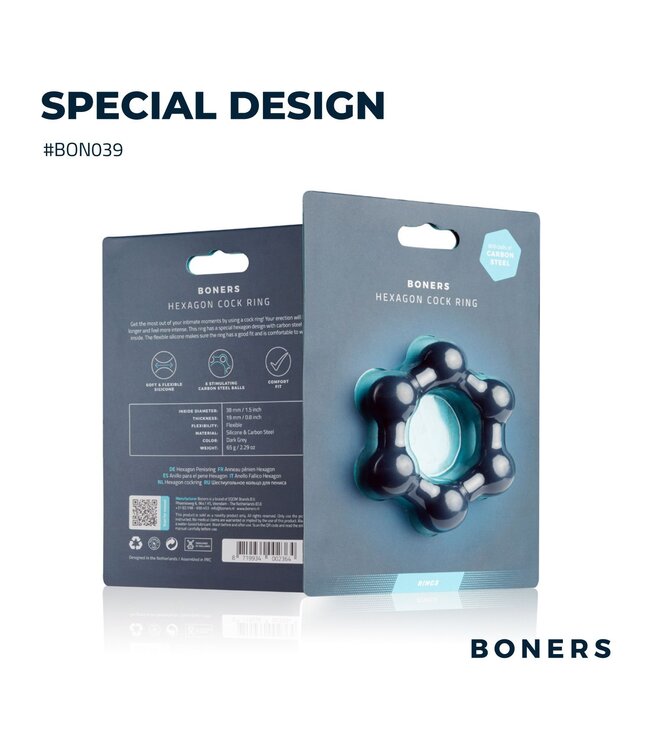 Boners Boners Hexagon Cockring Met Stalen Kogels