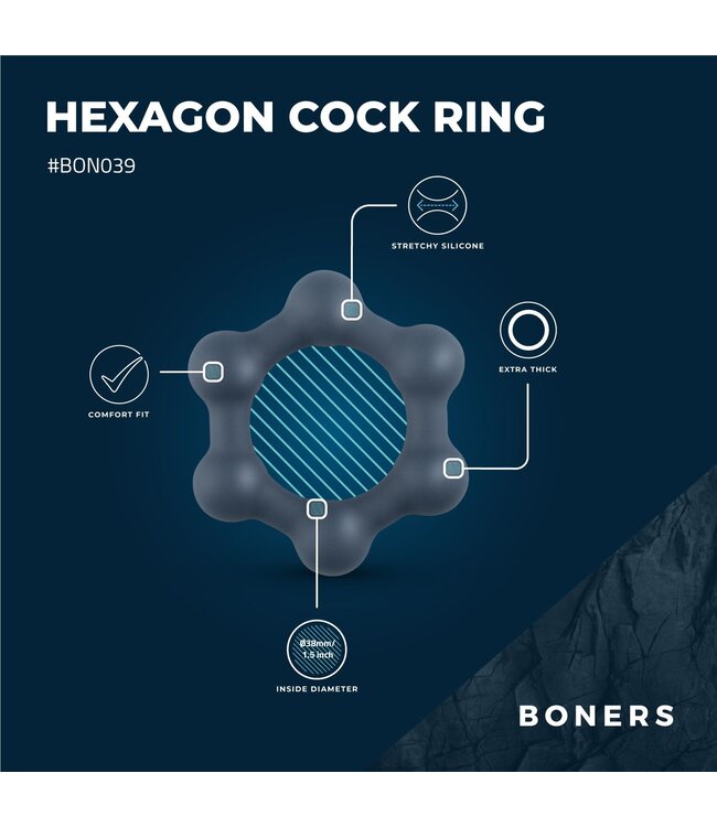 Boners Boners Hexagon Cockring Met Stalen Kogels