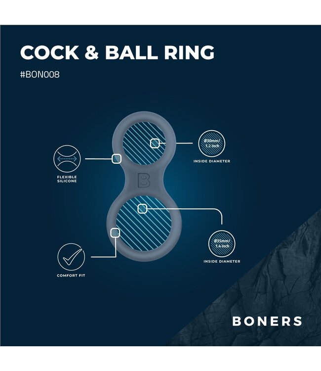 Boners Boners Siliconen Cockring En Ballstretcher - Grijs