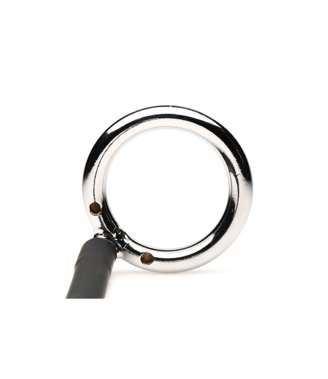 XR Brands Master Series - Tug + Plug Cock & Ball Ring met Anaalplug - Zwart&Zilver