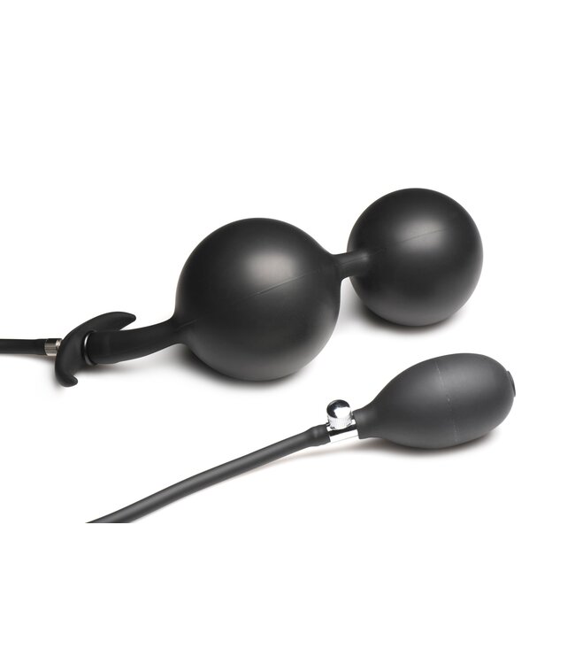 XR Brands Opblaasbare Siliconen Anaal Plug - Zwart