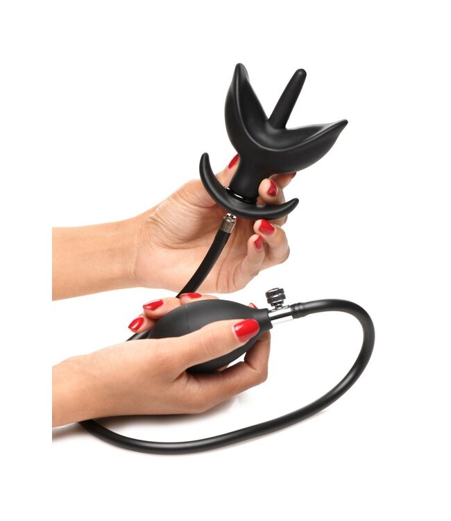 XR Brands Opblaasbare Siliconen Anaal Plug - Zwart