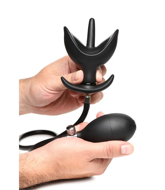 XR Brands Opblaasbare Siliconen Anaal Plug - Zwart