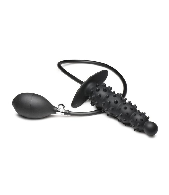 XR Brands Master Series - Geribbelde Opblaasbare Anaalplug - Zwart