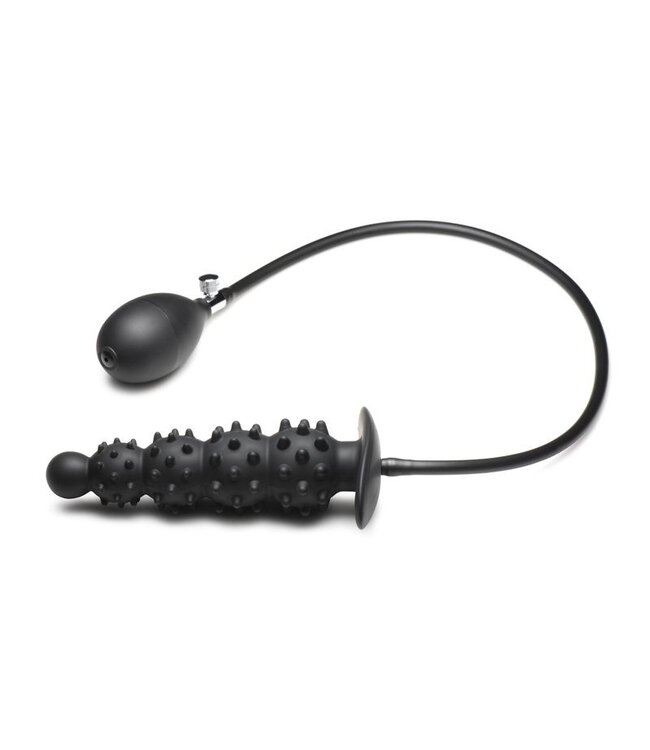 XR Brands Master Series - Geribbelde Opblaasbare Anaalplug - Zwart