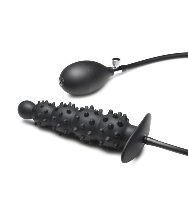 XR Brands Master Series - Geribbelde Opblaasbare Anaalplug - Zwart