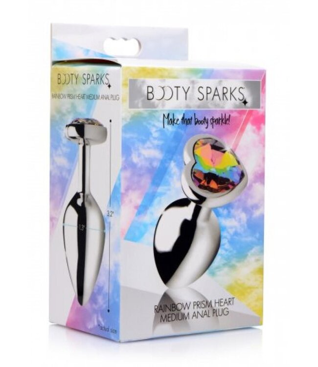 XR Brands Booty Sparks - Rainbow Heart Buttplug - Middel