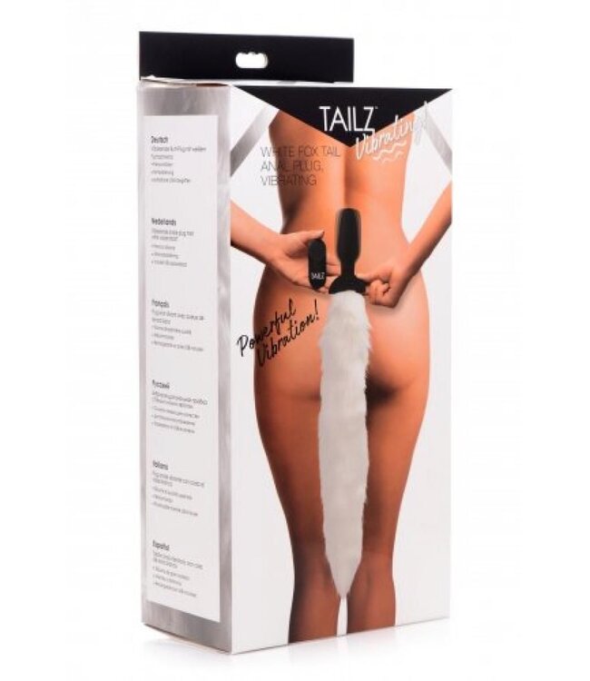 XR Brands Vibrerende Anaal Plug Met Vossenstaart - Wit