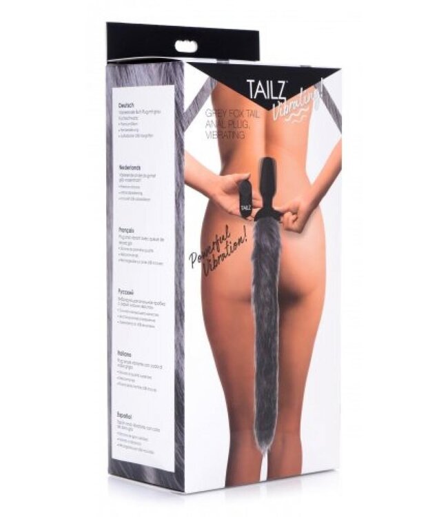 XR Brands Vibrerende Anaal Plug Met Vossenstaart - Grijs
