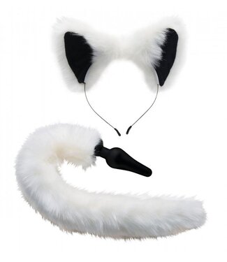 XR Brands White Fox Buttplug & Haarband Set
