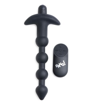XR Brands BANG! - 28X Vibrerende Silicone Anaalkralen met Afstandsbediening - Zwart