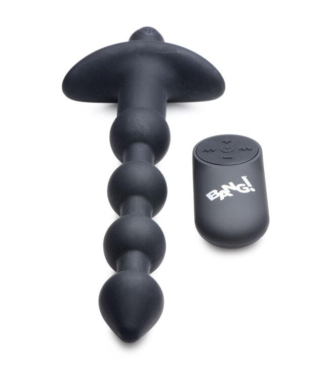 XR Brands BANG! - 28X Vibrerende Silicone Anaalkralen met Afstandsbediening - Zwart