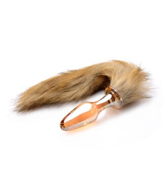 XR Brands TAILZ - Fox Tail Anaalplug van Glas - Oranje met Faux Fur Staart