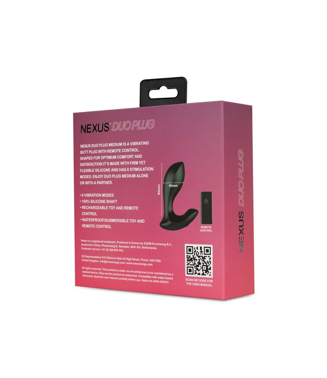 Nexus Nexus - Duo Remote Control Beginner Butt Plug Medium - Zwart
