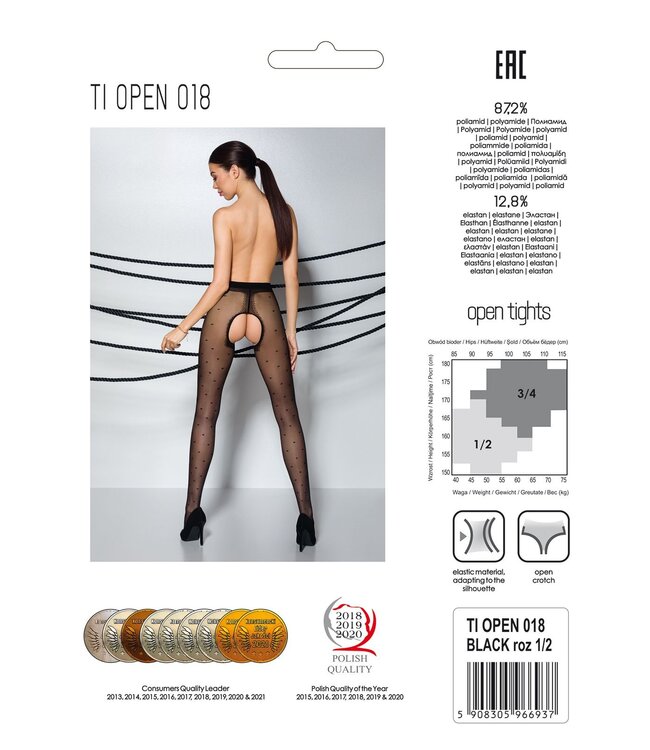 Passion Passion - Tiopen 018 Panty Met Open Kruisje - Zwart