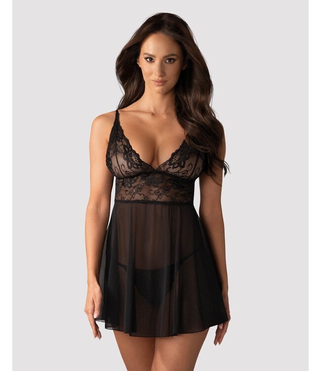 Obsessive Obsessive - Idillia Babydoll en String - Zwart