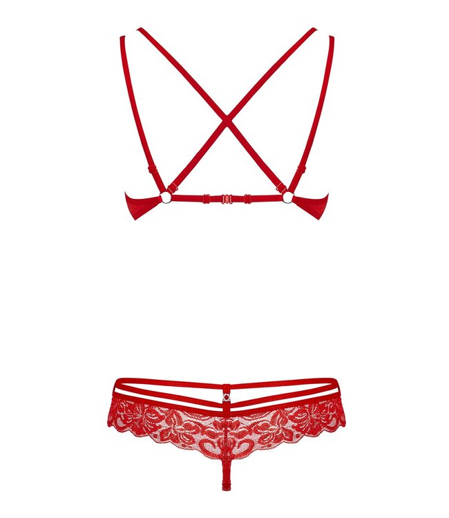 Obsessive 2-Delige Kanten BH Set - Rood