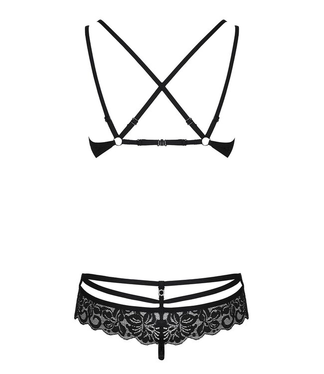 Obsessive Obsessive - 2-Delige Kanten BH Set - Zwart