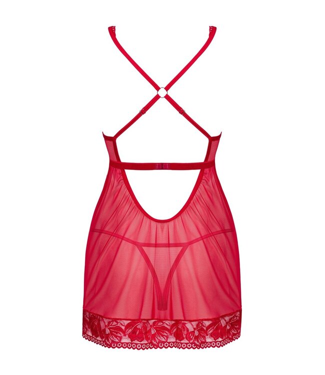 Obsessive Obsessive - Lacelove Sexy Babydoll en String - Rood