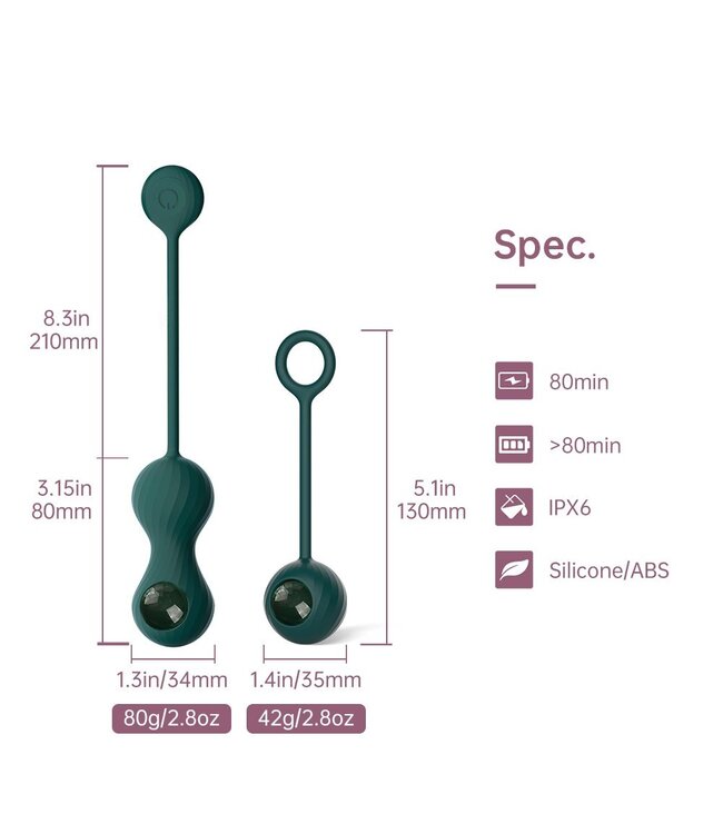 Magic Motion Magic Motion - Duo Smart Kegel Vibrator met Gewichtenset - Groen