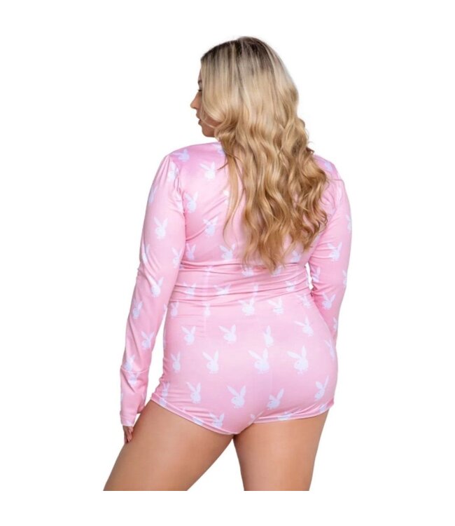 Playboy Lingerie Playboy Lingerie - Slumber Bunny Curvy Onesie - Roze