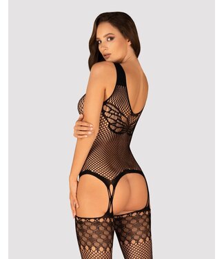 Obsessive Vlinder Catsuit Met Jarretel Design - Zwart