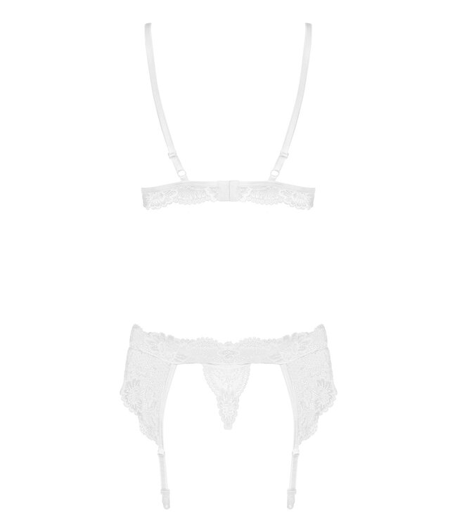 Obsessive Obsessive - 3-Delige Kanten Jarretel Set - Wit