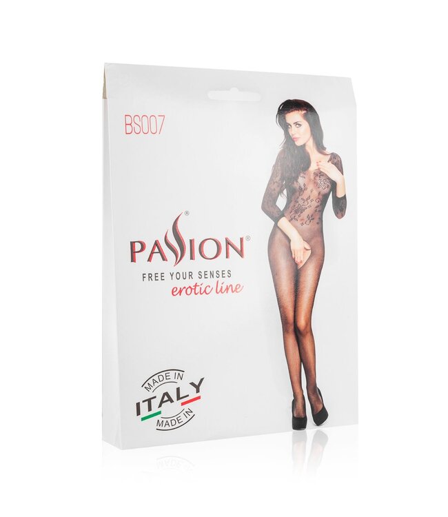 Passion Zwarte netstof catsuit met open kruis