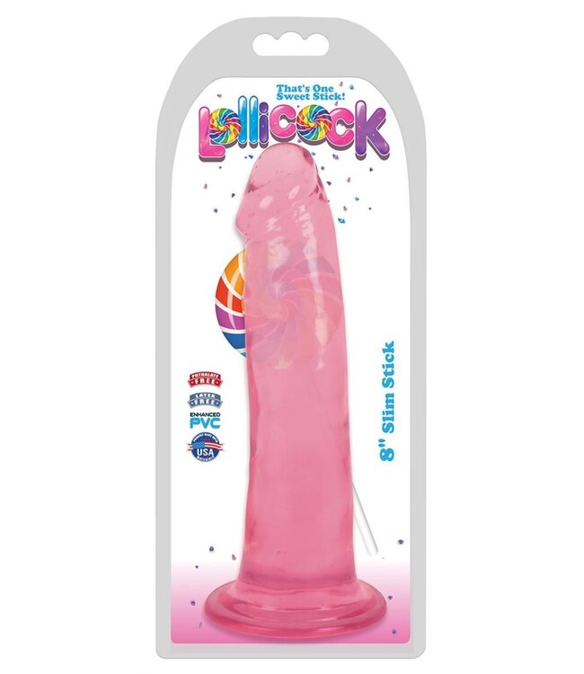 XR Brands Lollicock - Dildo Slim Stick -  Cherry Ice - 20.3 cm