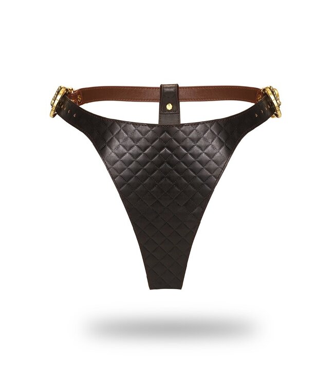 Rimba Liebe Seele - Leren String - Zwart, Bruin & Goud