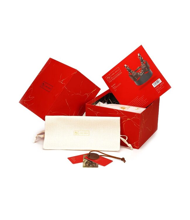 Rimba Liebe Seele - Leren Bustier - Zwart, Bruin & Goud