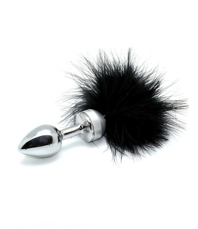 Rimba Rimba - Buttplug KLEIN met zwarte veren (unisex)