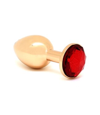 Rimba Rimba - Gouden Buttplug KLEIN met kristal, massief  (unisex)