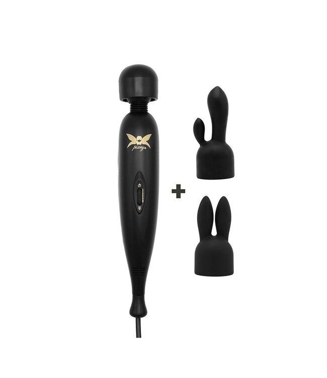Rimba Pixey - Pixey Turbo - Wand Vibrator met 2 Opzetstukken - Zwart