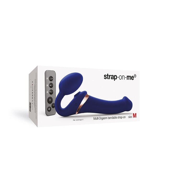 Rimba Strap-On-Me - Multi Orgasm - Strap-On Vibrator met Lik Stimulator Maat M - Blauw